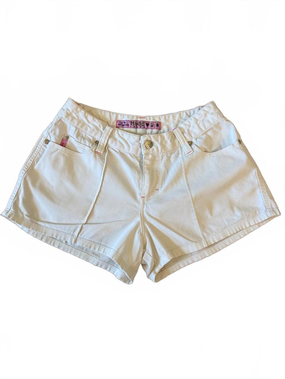 Vintage Mudd Denim Shorts Juniors Size 11 White Mid Rise Cut-Off